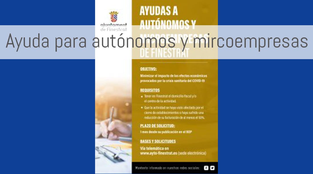 Ayudas del ayuntamiento de Finestrat a autónomos y microempresas